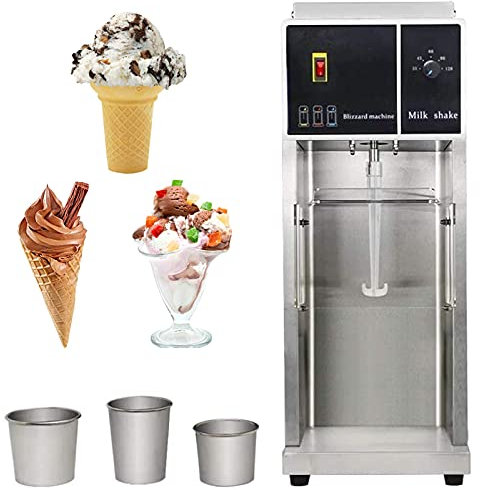 YXMxxm Commercial Ice Cream Maker Machine, Stainless Steel Chill Drink Mixer with 3 Cups, Makes Ice Cream, Sorbet, Frozen Yoghurt,500W