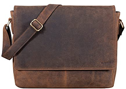 LEABAGS Messenger Bag, Oxford Echtleder Umhängetasche Herren Ständiger Begleiter, Leder Laptoptasche bis 15 Zoll Ausreichend Platz, Umhängetasche mit Schultergurt Begleiter Zur Arbeit