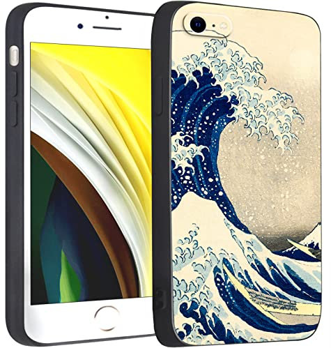 Berkin Arts Compatible with iPhone 7 Case/iPhone 8 Case/iPhone SE 2020 Silicone Case Cover Patterns Design Japan Wave Come with Screen Protector (Katsushika Hokusai-The Great Wave of Kanagawa)