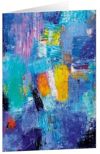 Kunstkarten Blaues Farbspiel 5 Stk.