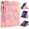Xuanbeier Custodia Rotante Compatibile con Samsung Galaxy Tab A8 10.5 Pollici SM-X200 X205 Tavoletta Cover con Portapenne e Auto Sonno/Sveglia,Rosa