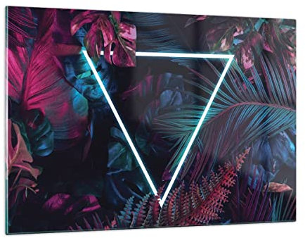 Quadri Moderni Soggiorno Luminoso Triangolo Foglie Quadro su Vetro 120x80cm Stampe da Parete in Vetro Camera da Letto Cucina 1 pezzo Wall Art Grandi XXL Decorazione Murale Immagini GAA120x80-4563