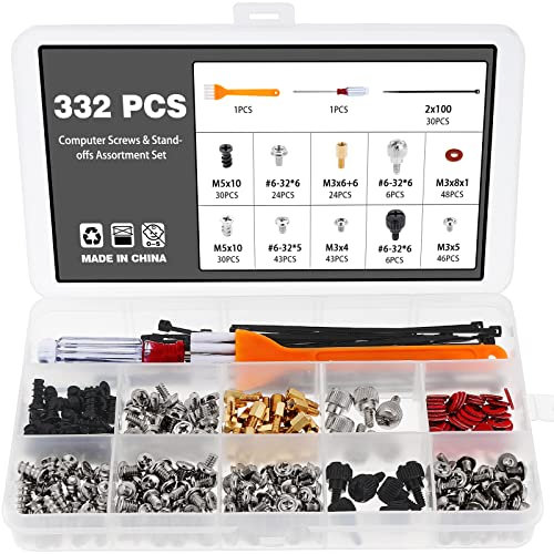 HSEAMALL 332-teiliges Computer-Schrauben-Set, PC-Gehäuseschraube, Motherboard-Abstandshalter für Festplattenlüfter, Power-Chassis, Grafik-Reparatur