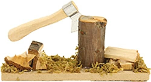 dekoprojekt Krippenzubehör Hackstock mit Axt 5 cm