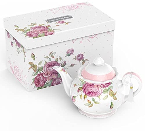 teapots for 4, Ceramic Tea Pot 1.3L Perfect 4 Cups Teapot China Vintage Flora Gift Box 1300ml (Tea Pot only)
