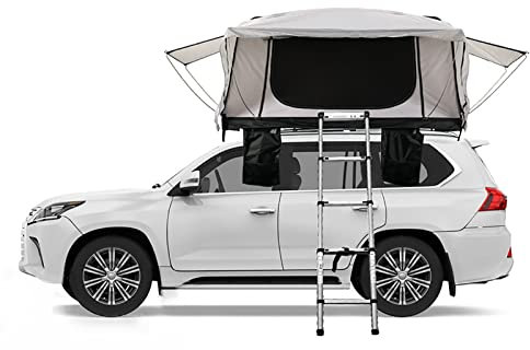 Hartschalen-Dachzelt für Camping, wasserdichtes Schiebedachzelt, Dachzelt, LKW, SUV, Camping-Dachzelt mit Leiter und Solar-Notlicht für Überland-SUV, LKW, Vans