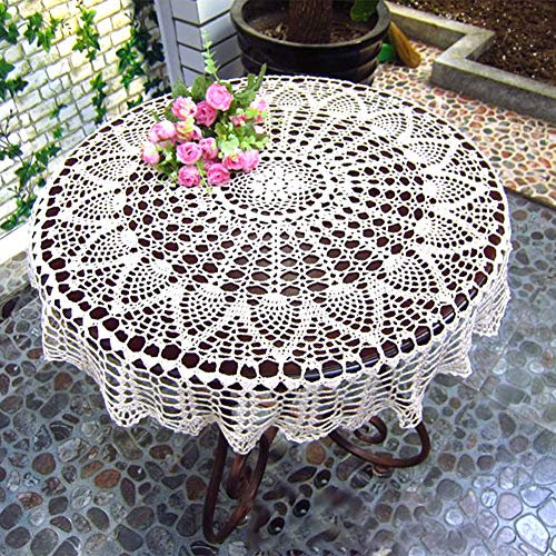 Handgemachte Gehäkelte Tischdecke Aus Baumwolle, Runde Vintage SpitzenTischdecke,handgefertigt,70/80cm,Häkeltischdecke,Für Küche Esszimmer Party Hochzeitsdekoration