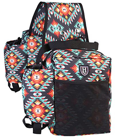 Harrison Howard Equestrian Western-Satteltasche, Nylon, Wasserflasche/Ausrüstungstasche, praktische Satteltasche, roter Tribe