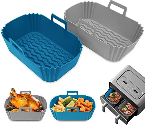 Silicone Air Fryer Liners for 3.5L- 7.2L Air Fryers Ninja Tower, Reusable Silicone Air Fryer Liner, Food Grade Silicone Greaseproof Airfryer Accessories for Air Fryers, Microwave, Oven 2mmT