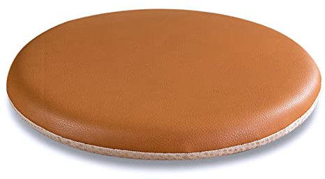 Stuhlkissen Rund 35cm, Sitzkissen Stuhl Dicke Polsterung, Stuhlkissen 35x35 Ohne BäNder, Wasserdicht Leder Sitzpolster Gartenstuhl Outdoor SonnenbestäNdig Keine Notwendigkeit Zu Waschen Hellbraun