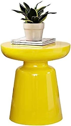 CIRC Moderner Runder Couchtisch, Sofa-Beistelltisch, Nachttisch Aus Metall, Snack-Couchtisch Für Drinnen Und Draußen, Verwendet Im Wohnzimmer Und Schlafzimmer.,Gelb,Remarkable88