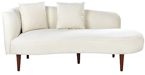 Beliani Chaiselongue Samtstoff weiß mit Kissen Lehne linksseitig modern Chaumont