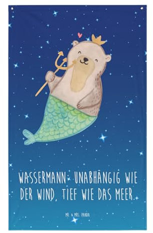 Mr. & Mrs. Panda Wandteppich Wassermann Astrologie - Geschenk, Wandtuch, Sternzeichen, Geburtstagsgeschenk, Kinderzimmer, Tierkreiszeichen,