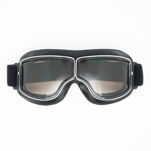 Goldyida Motorradbrille Helmbrille Retro Fliegerbrille Motorrad Motocross Goggle Winddicht Motorradbrille PU Leder Sonnenbrillen Vintage Motorräder Brille für ATV Bike Motocross (Braune Linsen)