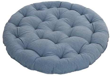 LZTENRETO Große Bodenkissen,Rund Leinen Futon-Kissen Japanischer Stil Getuftet Boden-Kissen Meditations-Kissen für das Sitzen auf dem Boden Fenster-Kissen für Yoga Sofa Balkon (Blau,75x75x10cm)