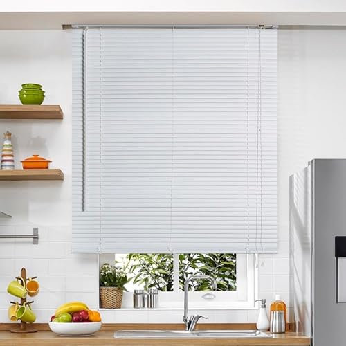 STOR PLANET | Persianas Venecianas de PVC Veneto, Cortinas con Lamas, Persianas de Interior para Ventanas y Puertas, Cortinas de Cocina, Baño, Domitorio… | Blanco, 150x160cm