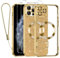 Kokio Glitter Magnetica Cover per iPhone 11 Pro con Cordino, Compatibile con MagSafe, Brillantini Sottile Silicone TPU Antiurto Custodia per iPhone 11 Pro con 2 Vetro Temperato Bumper, Oro