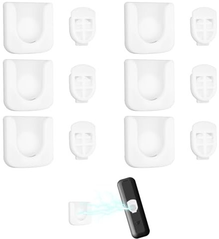 6 Stück Magnethalterung Fernbedienungshalter, Keine Bohrung Wandhalterung Fernbedienung Halter Magnetisch Fernbedienungshalter Wand für Multi-Typ-Fernbedienungen, Steckplatten, Router usw. (Weiß)