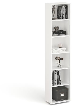 KOMTO Regal 40 cm breit Weiß - Bücherregal mit 6 Ebenen und Höhenverstellbare Regale, Standregal, Aufbewahrungsregal | Bookshelf Lumo 40 x 180 x 24 cm (BxHxT)