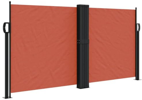 vidaXL Seitenmarkise, Sichtschutz Ausziehbar, Windschutz Sonnenschutz für Garten Balkon Terrasse, Seitenrollo Seitenwandmarkise, Terrakottarot 120x600cm