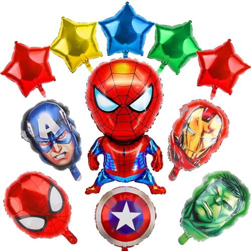 Superhelde Luftballons Geburtstag Deko Jungen Mädchen-13Pcs Avenger Geburtstagsdeko Folienballon Girlande Happy Birthday Ballons Partyzubehör für Super Hero Kindergeburtstag Party Ballon Supplies Deko
