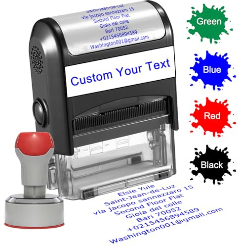 Individuelle Stempel, selbstfärbender Gummistempel für Unternehmen, personalisierte Tintenstempel mit Namen, Rücksendeadresse, Datum, 8 Zeilen