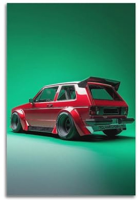 UNSGA Poster mit deutschem Sportwagen, roter Golf, MK1 GTI, luxuriöses Auto-Poster, dekorative Malerei, Leinwand, Wandposter und Kunstdruck, moderne Familienschlafzimmer-Dekoration, Poster, 40 x 60 cm
