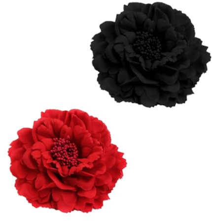 RUIENGCOMM 2Pcs Peony Hair Clip Large Fascinator Peony Hairpin Red Flower Hair Clip for Women Girls Party Beach Wedding Bridesmaid Flower Girl Accessories