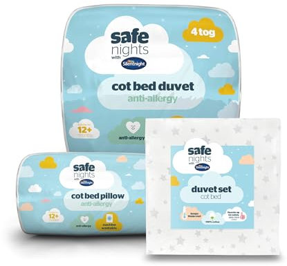 Silentnight Safe Nights Cot Bed Duvet Set, Cot Bed Duvet and Pillow Bundle