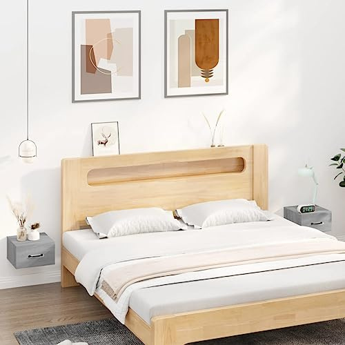TJROO Schlafzimmer 35x35x20 cm 2 Stück Wandnachttische mit Schublade Nachttisch Hängend Nachttisch Hängender Nachttisch Grau Sonoma Kommode Wandnachttisch platzsparend Nachttisch