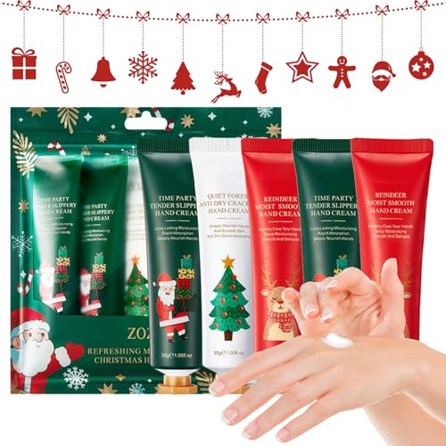 Handcreme Weihnachten,Handcremes Set,Handcreme Mini,Handcreme Set,Mini Handcreme Geschenkset,Handpflegecreme für Sehr Trockene Rissige Hände,Geburtstagsgeschenk für Frauen/Mama Geschenk,5 Stück