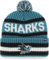 47 NHL Mütze für Erwachsene, Team-Farbe, offizielles Lizenzprodukt, Bering, Sport, Strickmütze mit Bommel, für kaltes Wetter, San Jose Sharks – Blaugrün, Einheitsgr��e