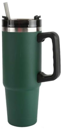 Home Universal® 890ML - Taza de Viaje con Tapa y Pajita para Coche | Taza Térmica de Café con Aislamiento de Doble Pared | Acero Inoxidable (Verde Oscuro)