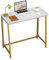 WOHOMO Folding Desk, Small Writing Desk, Space-Saving Foldable Laptop Table Writing Workstation for Home Office, Easy Assembly, White and Gold