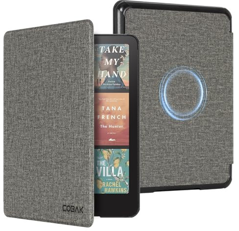 CoBak Magnetic Hülle für 7“ Kindle Paperwhite 12th Gen 2024 und Kindle Colorsoft - Kompatibel mit iPhone MagSafe, für Samsung/Belkin/Anker Wireless Charging Pads, Auto Sleep Wake, Grau