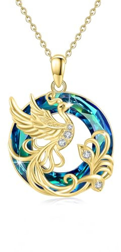 ABIGY Gold Phönix Halskette für Damen Phönix Anhänger mit Österreich Kristallen 925 Sterling Silber Nirwana Phoenix Weihnachten Halloween Geburtstag Muttertag Schmuck Geschenke Für Mutter Ehefrau
