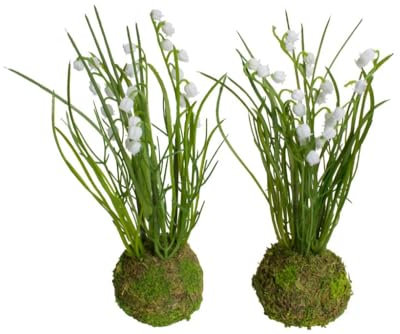 Botanic-Haus künstliche Frühlingsblumen (Maiglöckchen) im grünen Erdballen (2 Stück)