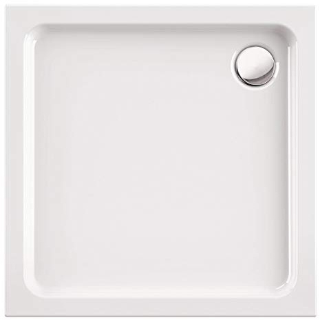 Calmwaters® - Modern Soft - Eckige Acryl-Duschtasse in 90 x 90 x 6,5 cm aus Kunststoff mit 90 mm breitem Abfluss - 01SL2962