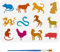 FINGERINSPIRE Douze Signes Du Zodiaque Chinois Pochoirs Silhouette Animale Pochoirs Avec Pinceau 29.7X21cm Pochoirs Réutilisables Rat Bœuf Tigre Dragon Modèle Serpent Cheval Modèle Thème Oriental