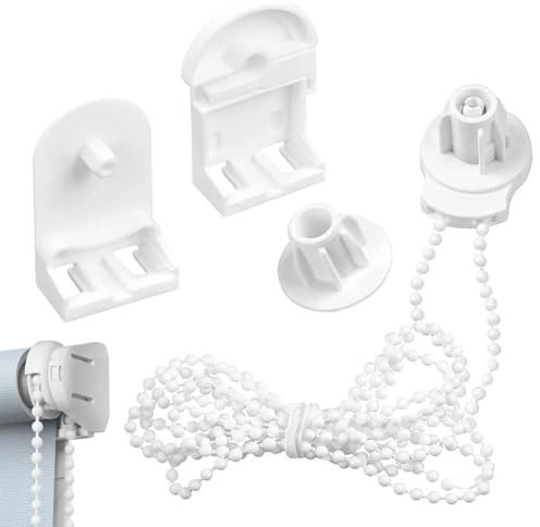Roller Blind Fittings 4Pcs 25mm Plastic Roller Blind Spares Brackets with Beaded Chain Spare Kit for Windows Curtain Rods
