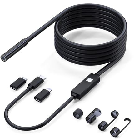 Wzxksoac W400 Repair Tools Car Diagnostic Tools 8mm 8LED Camera Endoscope Type-C Micro Adapter for Smart Phone Android Type C Cars Mobile 8mm Endoscope Automotive Boroscope Inspection Device B