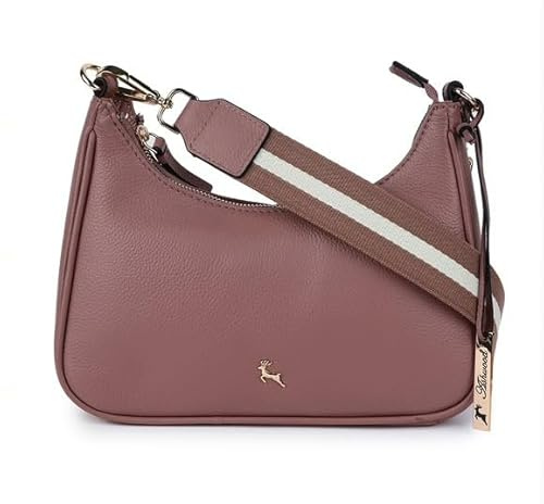Ashwood Real Leather Crossbody Bag for Women – Gold Hardware with Adjustable Webbing Strap - Compact Everyday Shoulder Bag: 64296