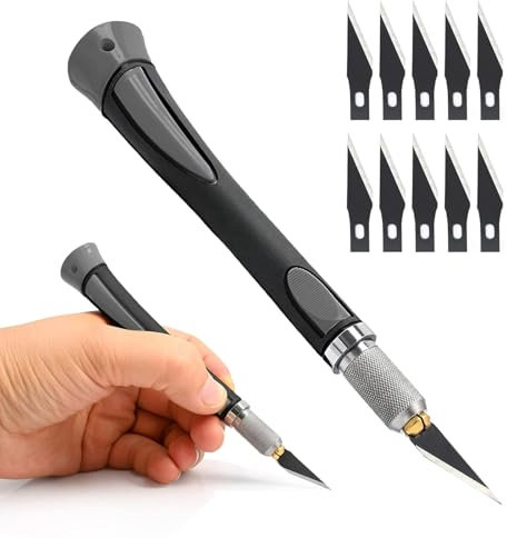 ZYEKIU 11 Pezzi Set di Bisturi con 10 Lame di Ricambio Bisturi Chirurgico Taglierino di Precisione Cutter di Precisione Coltello Artistico per Hobbistica Taglio Opere Stencil, DIY Arte, Scrapbooking
