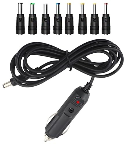 12V Cargador de Coche con 8 Conectores, 36W Cargador Conector Mechero Coche, Cable Encendedor de Cigarrillos Universal para DVD GPS Altavoces Bluetooth Cámaras y Mini Nevera, 1.5m