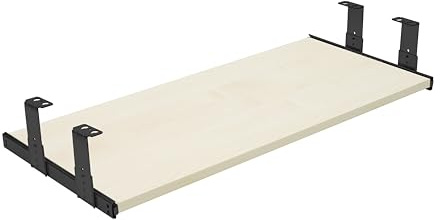 FIX&EASY Support coulissant Up&Down XL p. clavier ordinateur et souris avec tablette tiroir 800X400mm érable décor, rails réglable en hauteur noir glissières 400mm avec verrouillage pour pc table