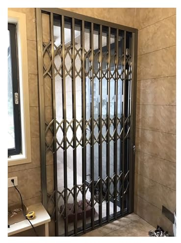 PEYNIR Fenstergitter Einbruchschutz Haustürschutz für Hunde/Kinder, Abschließbar Aluminium Einbruchschutz, Falt-Schiebe- Sicherheits-Fensterzaun, 50–230 cm, individuelle Höhe(Dark Grey,W80 x H210cm)