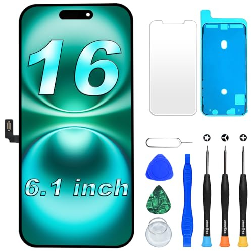 DIGI4U LCD for iPhone 16 Screen Replacement, 6.1''[3D Touch][Small Notch] Screen for iPhone 16 Display Digitizer Assembly, with Repair Tools for iPhone 16 LCD