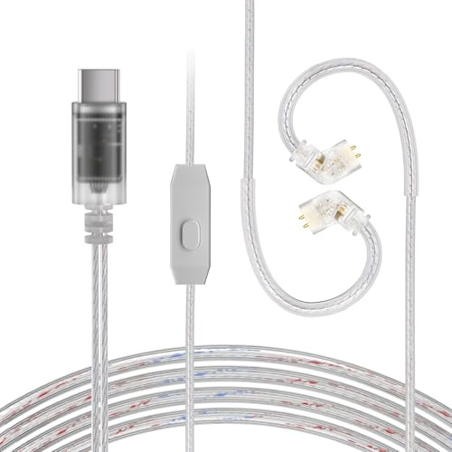 CCZ C03 USB-C IEM-Kabel mit Mikrofon 4N versilbert OFC QDC Pin DAC-Chip 120 cm In-Ear-Monitor-Kabel für KZ ZSN PRO X, ZS10 PRO, ZS10 PRO X, ZS12 PRO X, EDX PRO, Castor, KBEAR Storm