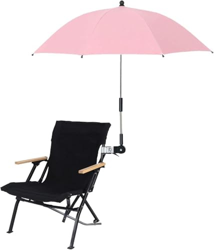 Mayhug Tragbarer Sonnenschirm mit Klemme, Sonnenschirm für Strandkörbe, Garten, Terrasse, Kinderwagen oder Rollstühle, UV-Schutz, Sonnenschutz (Rosa)
