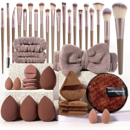 Ensemble De 40 Pinceaux De Maquillage Professionnel Pour Femmes | Fibres Synthétiques, Haute Qualité, Fond De Teint Mélangé, Accessoires De Beauté Premium